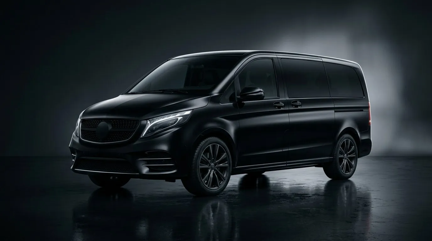 MPV hitam mewah dengan kabin bersih selepas interior detailing